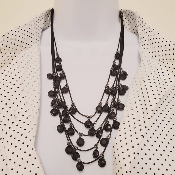 NWT Simply Vera Vera Wang Black Beaded Multi-Strand Layered Necklace - OS - Picture 3 of 8